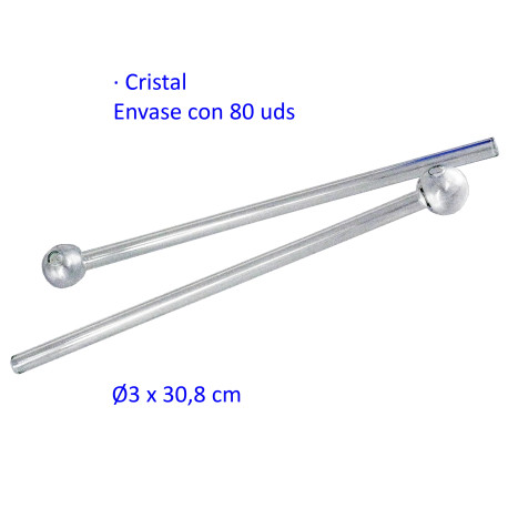 1T. Caja con 80 Pipas de cristal 30,8 cm.