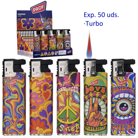 3T. Expositor con 50 encendedores turbo «Prof» hipie slidecap