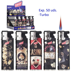 3T. Expositor con 50 encendedores turbo «Prof» casino