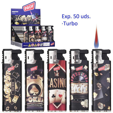 3T. Expositor con 50 encendedores turbo «Prof» casino