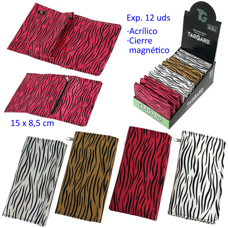 1T. Expositor con 12 bolsas «TG» Zebra para picadura de tabaco