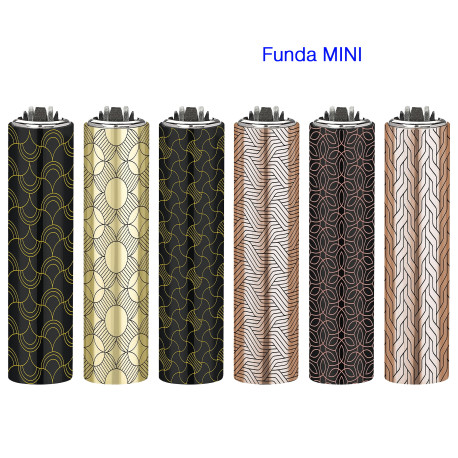 4T. «METALLIC PATTERNS» Exp. 30 encendedores Mini Clipper con funda metal