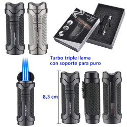 3T. Expositor con 2 encendedores turbo «Silver Match» Vaduz 3 llamas