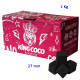 4T. Caja de 1 Kg. Carbón vegetal «KING COCO» con dados de 2,7x2,7x2,7 cm