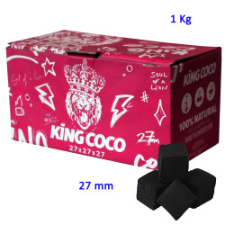 4T. Caja de 1 Kg. Carbón vegetal «KING COCO» con dados de 2,7x2,7x2,7 cm