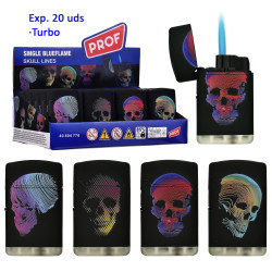 3T. Expositor con 20 encendedores jet flame «Prof» Skull lines