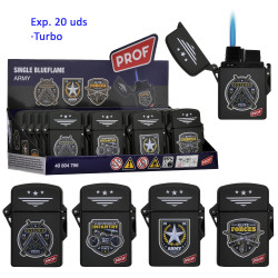 3T. Expositor con 20 encendedores jet flame «Prof» army Malibu