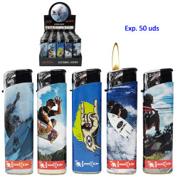 3T. Expositor con 50 encendedores piezo «Gotcha»