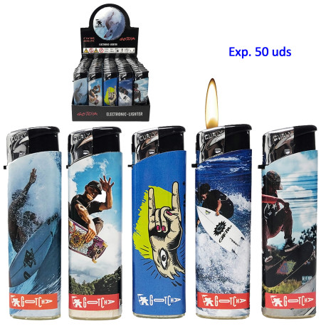 3T. Expositor con 50 encendedores piezo «Gotcha»