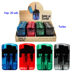 3T. Expositor 20 encendedores turbo jet «Easy Torch 8» transparentes colores surtidos