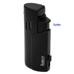 3T. Encendedor turbo triple llama «Ronson» Cyclon negro c/cortapuros