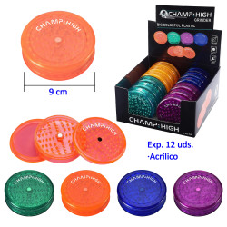 3T. Ø 9 cm. Expositor con 12 Grinders «CHAMP» colorfull