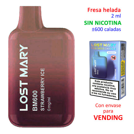 4T. «Elfbar Lost Mary 600» Strawberry Ice 0 mg. VENDING Vaper desechable