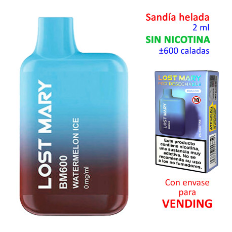 9T. Watermelon Ice 0 mg. «Elfbar Lost Mary 600» VENDING Vaper desechable