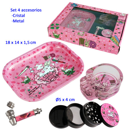5T. Set con pipa, grinder Ø 5 cm., cenicero y bandeja