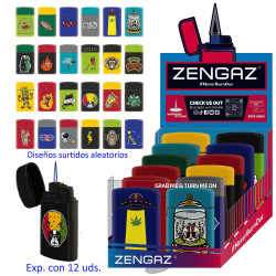 3T. Expositor con 12 encendedores turbo jet «ZL-33 MAXI JET S7» diseños surtidos