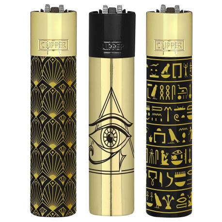 4T. «Clipper» «EGYPTIAN AGE 1» Exp. 12 encendedores con estuche de metal