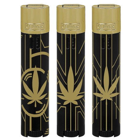 4T. Clipper metal «JET FLAME FUTURE LEAVES»  Exp. 12 encendedores con estuche