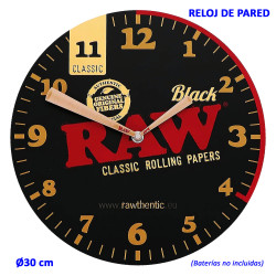 4T. «RAW» Reloj de pared negro Ø 30 cm. Bateria no incluida.1x AA