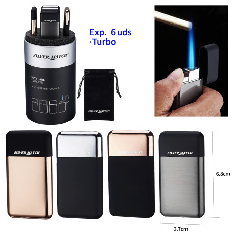 3T. Display with 6 turbo lighters «Silver Match»