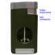 3T. Encendedor turbo «Tycoon Excalibur» verde cromado triple llama c/cortapuros