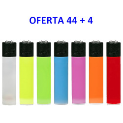 4T. Display with 44 + 4 «Clipper» lighters assorted translucent colours