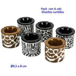 3T. Caja con 6 Ceniceros surtidos Ø9,5 x 8 cm.