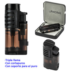 3T. Encendedor turbo «JEAN CLAUDE Felix» triple llama + cortapuros