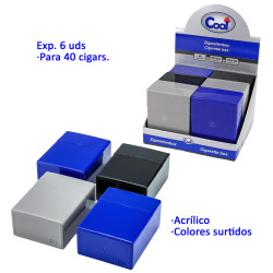 3T. Expositor con 6 tabaqueras acrílicas «Cool Pop up» para 40 cigarrillos colores surtidos