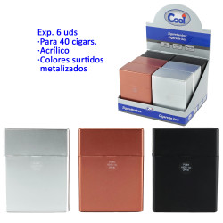 3T. Expositor con 6 tabaqueras acrílicas «Cool Pop up» para 40 cigarrillos colores metalizados surtidos