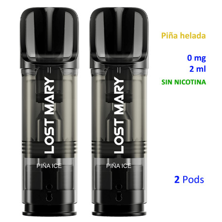 4T. Pineapple Ice 0 mg. 2 pods recarga «Lost Mary TAPPO»