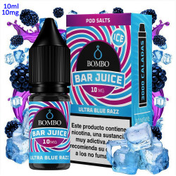 4T. 10ml 10 mg. Ultra Blue Razz Ice Sales de nicotina «Bar Juice by Bombo»