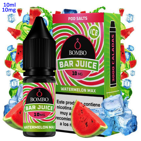 4T. 10ml 10 mg. Watermelon Max Ice Sales de nicotina «Bar Juice by Bombo»