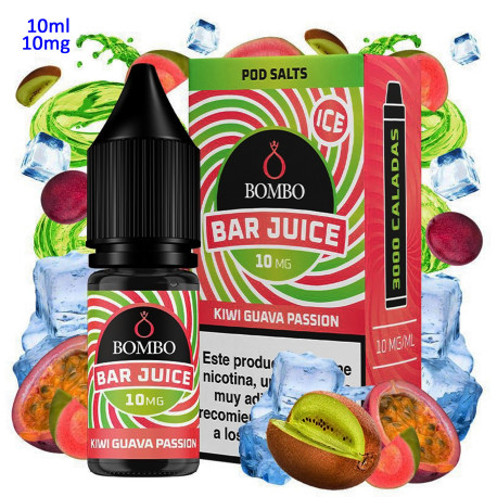 4T. 10ml 10 mg. Kiwi Guava Passion Ice Sales de nicotina «Bar Juice by Bombo»