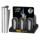 4T. Clipper JET FLAME piedra «SILVER» Expositor con 12 encendedores