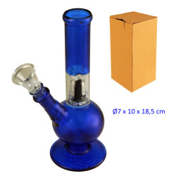 2T. 18,5 cm. Bong de cristal azul
