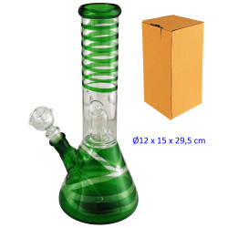 2T. 29,5 cm. Bong de cristal verde