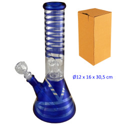 2T. 30,5 cm. Bong de cristal azul