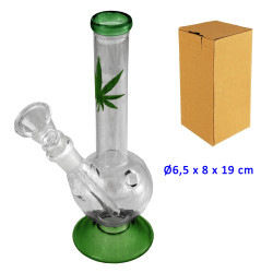 2T. 19 cm. Bong de cristal verde