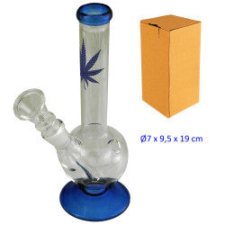2T. 19 cm. Bong de cristal azul