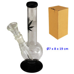 2T. 19 cm. Bong de cristal negro
