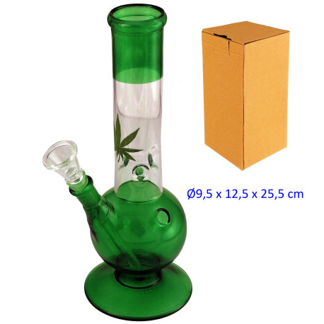2T. 25,5 cm. Bong de cristal verde