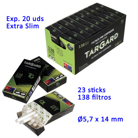 5T. 138 Filtros Precortados «TG» EXTRA SLIM de Ø5,7 mm 20 cajas en expositor