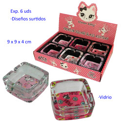1T. Expositor con 6 ceniceros de cristal