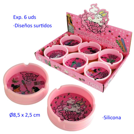 1T. Expositor con 6 ceniceros de cristal Ø8,5 cm