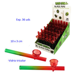 1T. Expositor con 36 pipas vidrio tricolor