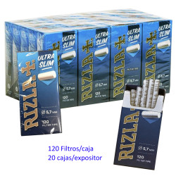4T. Rizla 5,7 mm Tips filters «Ultra Slim» display 20 boxes of 120 filters