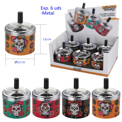 3T. Expositor con 6 ceniceros automáticos «Champ» colorfull skull