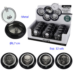 3T. Expositor con 12 ceniceros de bolsillo «Champ» black skull