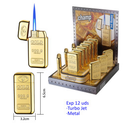 3T. Expositor con 12 encendedores turbo jet «Champ» goldbar